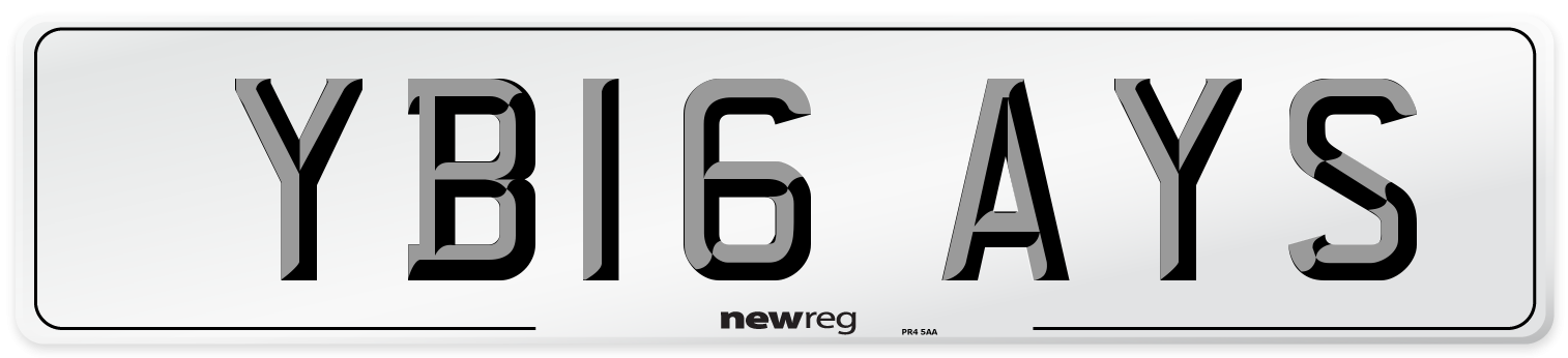 YB16 AYS Number Plate from New Reg